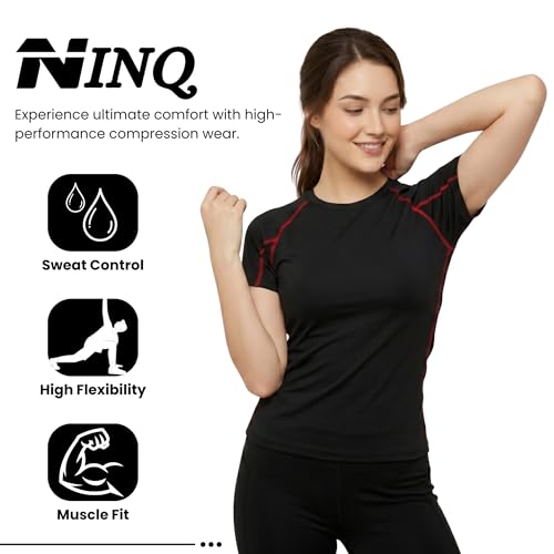 Image of NINQ Women's Long Sleeve Compression T-Shirt for Gym, Running, Yoga & Sports Wear