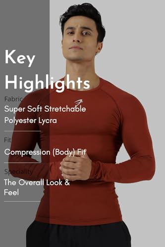 Image of FUAARK Men's Full Sleeve Compression T-Shirt - Athletic Base Layer for Fitness, Cycling, Training, Workout, Tactical Sports Wear
