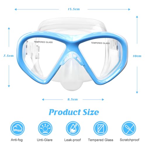 Image of Kids Swim Goggles Snorkel Diving Mask for Boys Girls Ages 5-15, Two-Color Anti-Fog Swimming Goggles with Nose Cover