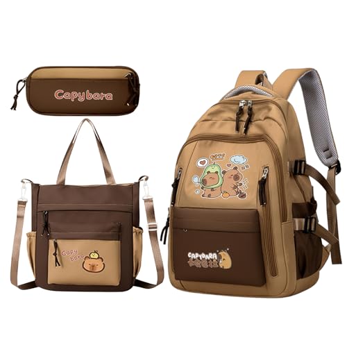 Mochila de animales Capibara, elegante maletín para estudiantes, soporte ligero para laptop, elegante almacenamiento para laptop para niñas y niños, viajes, clases, viajes, trabajo, Modelo de espalda