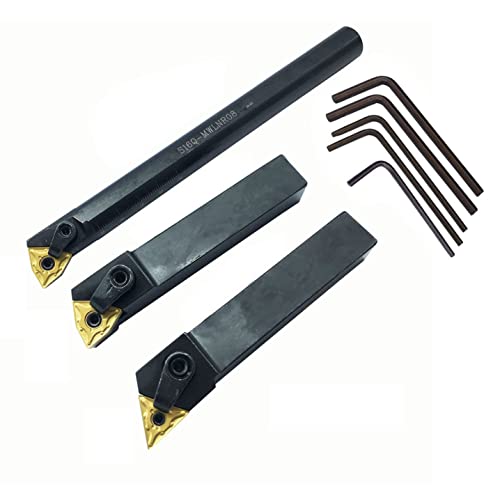 Lot de 3 embouts de tournage en carbure indexable 1,5 cm pour outil de tournage CNC MTJNR1616H16 + MWLNR1616H08 + S16Q-MWLNR08 WNMG431, TNMG331 Indexable Carbure de coupe droite Cover