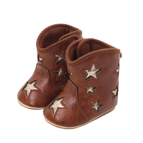 2026 Botas para Niños Botas Occidentales Botas de Vaquero Botines Suela Suave Antideslizante Zapatos de Cuna Para Bebé Niño Pequeño Niñas Niños Recién Nacidos, marrón, 23 EU