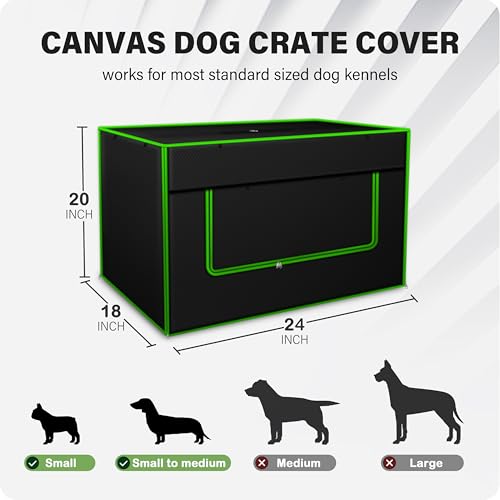 Dog Crate Cover - Durable 600D Polyester Protective Cage Cover for 24/30/36/38/42/48/54 Inch Dog Crate, Indoor Outdoor Kennel Cover (Black) - Image 3
