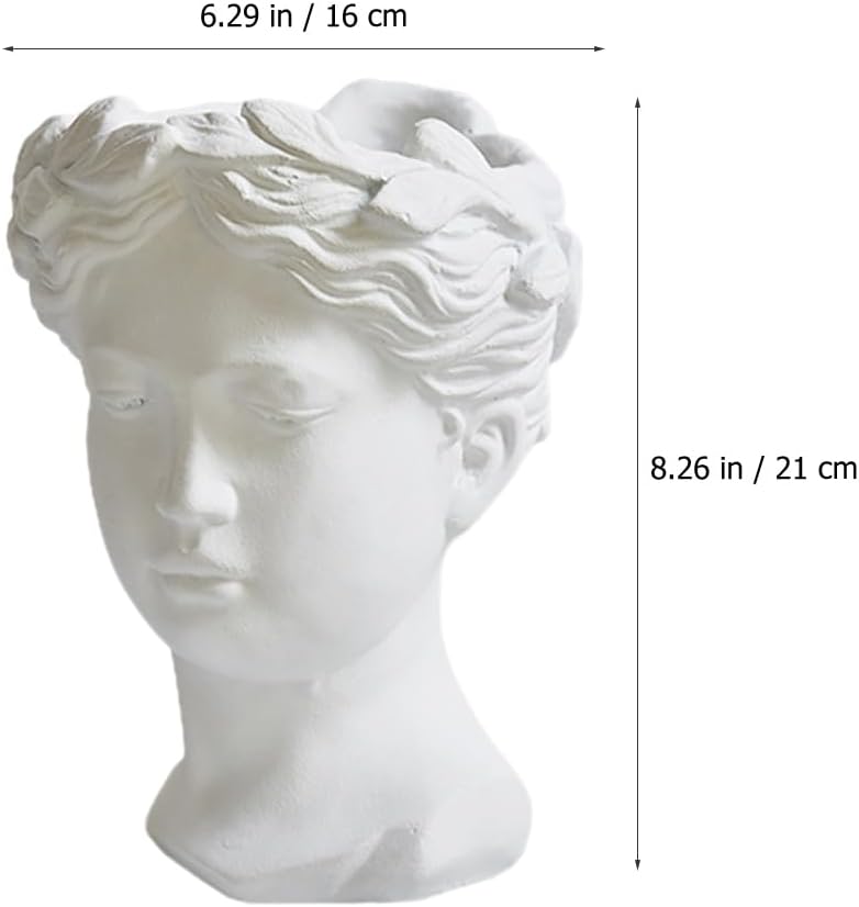 DECHOUS Sculpture Planter, 8.26 Inch Vase for Flowers Plants, White Goddess Planter Decorative Statue Flower for Home, Office, Garden Decor
