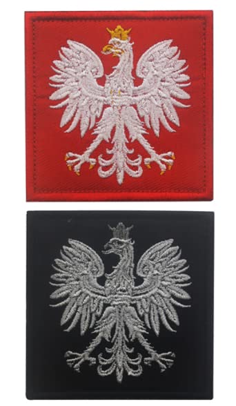 2pcs Poland Special Force Group GROM TF-49 Unit Eagle Force Alfa Embroidery Patch Backer for Hook & Loop Morale Patches Tactical Military Badge