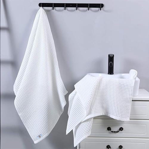 Enchant Home Pure Cotton Waffle Towel | Lightweight | Anti Microbial and Water Absorbent | Soft Touch Quick Drying Hand Towels (White, Pack of 4)
