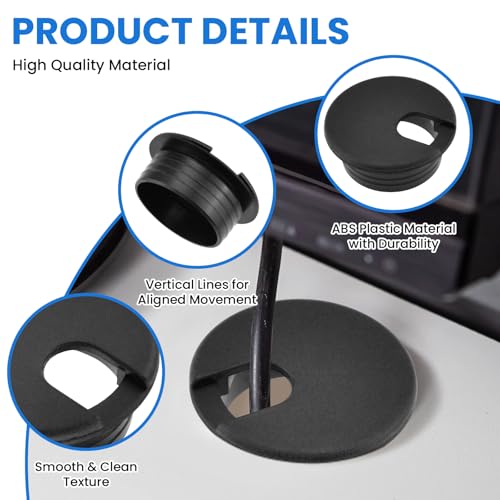 Image of 1-1 /2 inch(38mm) Black Desk Hole Cover Grommet ABS Plastic Wire Organizers for Computer Desk Cabinet (3 Pack)