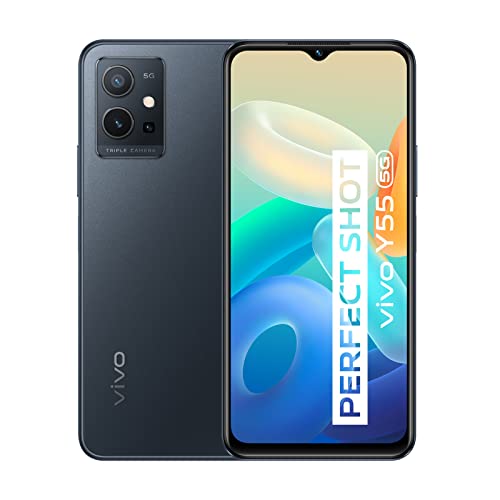 VIVO y55 Chip 5G de Modo Dual,Cámara Principal de 50 MP,Batería de 5000 mAh + Carga Rápida de 18 W,2 RAM extendida 2.0 + ROM de 128 GB,Pantalla FHD+ Incell de 6,58”(Starlight Black) (Reacondicionado)