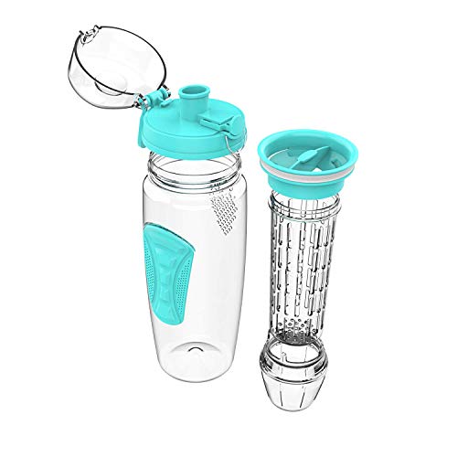 Willceal Waterfles met fruit-infuser, 945 ml, duurzaam met afneembare ijsgelbal, groot, BPA-vrij Tritan, flip-deksel, dicht ontwerp, sport en camping (petrol) - Image 4