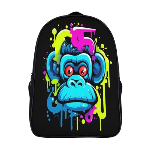 Sacs d'école singe graffiti 3D à double compartiment, motif de rue dynamique pour étudiants