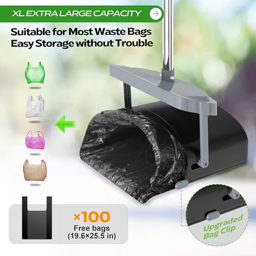 Image of UPSKY 33.4 inch Dog Pooper Scooper Swivel Bin & Rake Kit with 100 Waste Bags