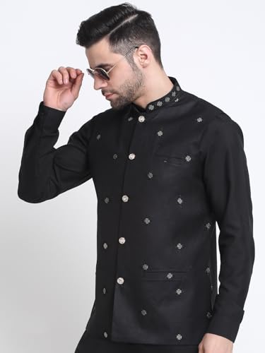 Image of KRAFT INDIA Cotton Black Pathani Kurta & Salwar With Embroided Black Nehru Jacket xxl-lage, Ethnic Traditional Wear