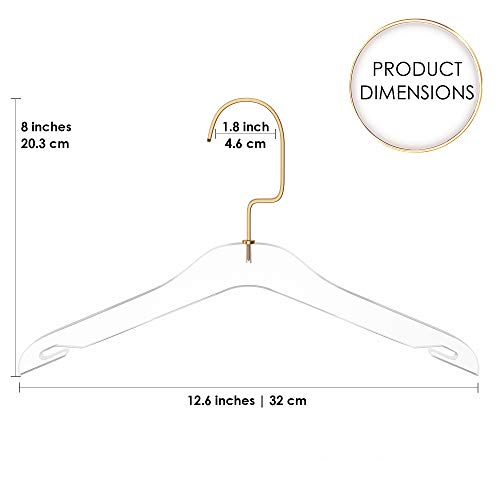 Elavain Acrylic Hanger For Kids | Modern Children’s Clothes Hanger With Gold Hook | High End Infant Toddler Closest Organizer Space Saving Hangers For Shirts, Jackets, Sweaters, Tops & More | 10 Pack #TOP5