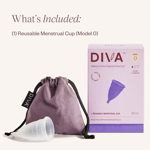 Image of DIVA Cup - Medical Grade Silicone Cup for Period Care - Reusable Menstrual Cup - Up to 12 Hours of Continuous Wear - Model 0 (for Slim Vaginal Canals & First-Time Users)