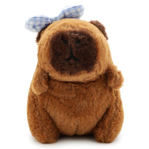 Image of 28 CM Cute Capybara Plush Keychain Soft Stuffed Animal Toy with Metal Key Ring, Kawaii Plush Bag Charm, Backpack Hanging Pendant, Car Keychain Gift for Kids, Girls, Boys & Adults