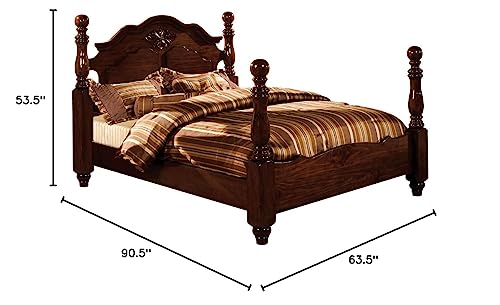 Furniture Of America Scarlette Classic Four Poster Bed, Queen, Glossy Dark Pine #TOP6