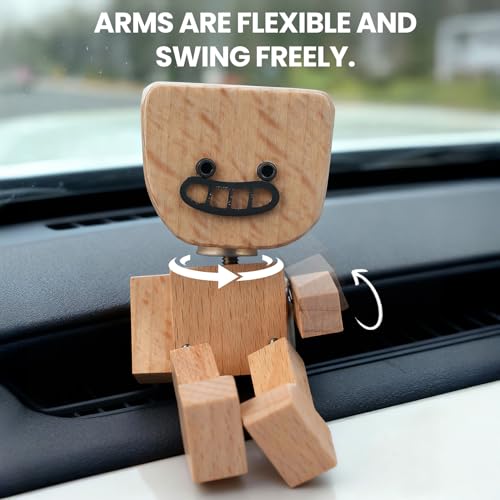 Whimsical Shaking Figurine, Wooden Man with Swappable Face Plates, Fun Kinetic Desk Decor for Office & Home, Engaging Gift for Coworkers & Friends - Image 6