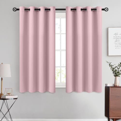 Image of COSVIYA Grommet Room Darkening Pink Curtains 54 inch Length for Bedroom | Light Blocking Insulated Thermal Curtains for Living Room, Blackout Thick Polyester Window Drapes,52x54 inches, 2 Panels