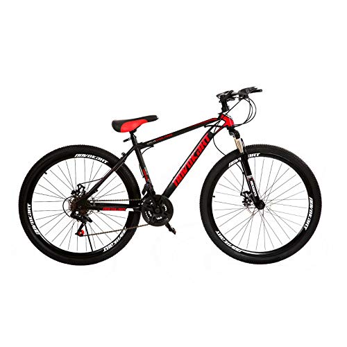 DOMDIL- Bicicleta de Montaña Unisex 27.5 Pulgadas, MTB para Adultos, Negro y Rojo, Rueda de radios, Cambio de 21 etapas