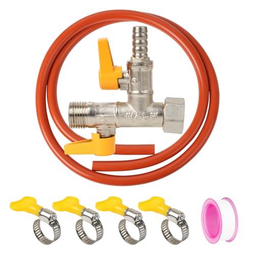Image of Brass RV Pump Converter Winterizing Part, - RV 3-Way by-Pass RV Winterizing Kit, Design with 59 inch Hose 4 Clamps, (1 /2 inchNPT) Double Shut-off Water System Antifreeze Pump Converter Valve Replacement Kit