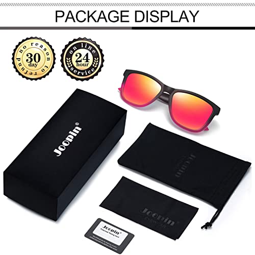 Image of Joopin Square Polarized Sunglasses for Men, Designer Trendy Reflective Sun Glasses UV400 Protection, Retro Red Sunnies Golf Fishing Shades