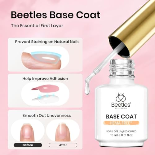 Image of Beetles 3Pcs 15ml Gel Nail Glue, Base Gel & No Wipe Top Coat Set