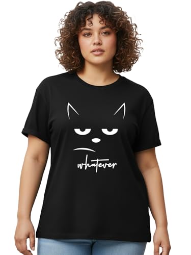 Image of Bewakoof Women's 100% Cotton Graphic Print Boyfriend Fit Round Neck Plus Size T-Shirt