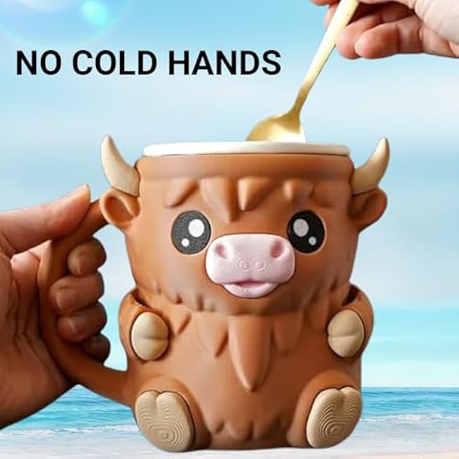 Cow Ice Cream Pint Holder with Handle ¨C Cute Insulated Cozy Sleeve for Pints, Reusable Cooling Rack for Ice Cream, Sweat-Free Grip (Black)