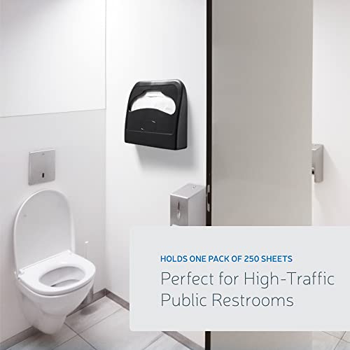 Image of EZbrnd Wall-Mounted Half-Fold Toilet Seat Cover Dispenser for Commercial /Residential /Bathroom /Office, Seat Cover Paper Sold Separately, Black, 3100B-EZ