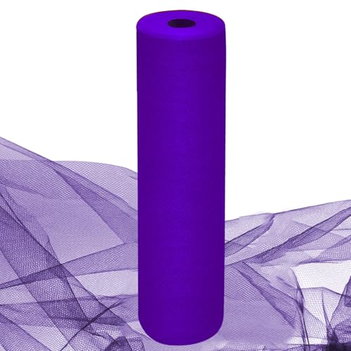 Image of Purple Tulle Fabric Rolls 54 Inch by 10 Yards Fabric Tulle Bolt for Wedding Halloween Decorations Gift Wrapping DIY Tutu Baby Shower Table Skirt Birthday Party Craft Supplies