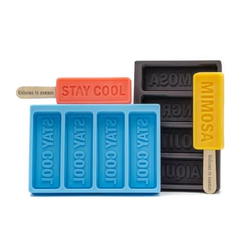 OAEUQ Personalised Silicone Popsicle Moulds 4 Piece Set BPA Free Reusable Easy To Release With Wooden Popsicle Sticks