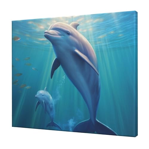 Toile dauphin mignon 50x61 cm pour illuminer une chambre d'enfant moderne
