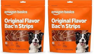 Amazon Basics Original Flavor Bac'n Strips Dog Treats - 25 oz Bag (Pack of 2)