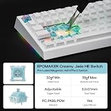 EPOMAKER Bezprzewodowa klawiatura do gier G84 HE, 8K ankieta i 8000 mAh, SOCD i DKS, magnetyczna klawiatura Halla z szybkim wyzwalaniem i regulacją aktywacji, RGB Keycap PBT, hot swap, QWERTY, Win/Mac
