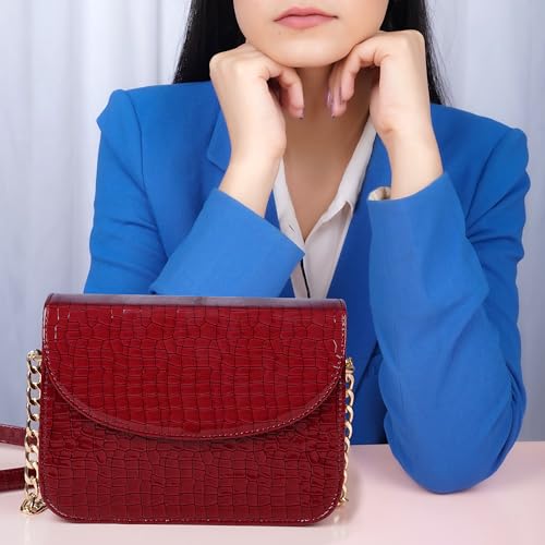 Image of The Wallet Store Leather Sling Bag For Women | Ladies Purse Wallet | Best Gift For Mother, Sister, Wife, Girlfriend, Etc (Red)