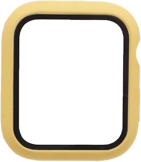 جراب ساعة سمارت من البلاستيك بحماية 360 درجة بحواف سوداء متوافق مع ساعة ابل 44 ملم - أصفر