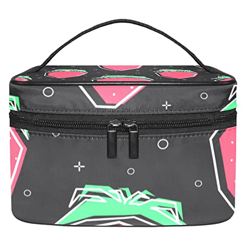 Trousse à cosmétiques motifs de fraises pour pinceaux de maquillage et sac de beauté rose