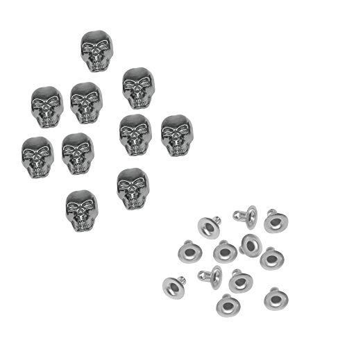Trimming Shop Skull Head Rivets With Pin Metal Skull Head Studs For Leather Jacket, Clothing Decoration, Diy Craft Projects, Punk & Goth Accessories, 9Mm X 15Mm, Silver, 100Pcs #TOP3