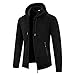 Muscularfit Mens Hooded Cardigan Sweater Regular Fit Fleece Lined Long Sleeve Shirt Jackets Causal Fashion Winter Warm Coat Prime of Day Deals Today 2024 Men Mens Wool Sweater Black L