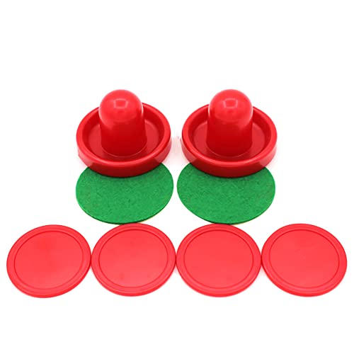 4 Pcs Air Hockey Pushers with 8 Pcs Air Hockey Pucks Air Hockey Paddles Goal Handles Paddles Replacement Accessories for Game Tables Red Blacke - Thumbnail 3