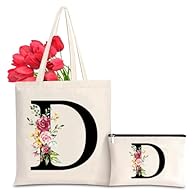 【Large Capacity Storage Bag】 The initial size of this reusable cotton canvas bag is 40 x 40 cm and the shoulder strap is 23.5 cm long, which can easily store a 15 inch computer, to meet your daily needs. 【With a built-in pocket】The edge of the cotton...