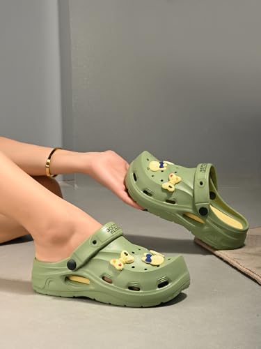 Image of Women Clogs Sandals with Back Strap | Lightweight EVA Cartoon Charm Slip-On Shoes for Womens & Girls | Anti-Slip Comfortable Everyday Wear