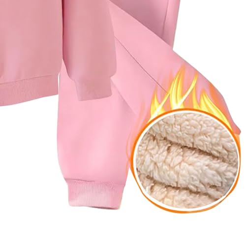 Girls Thicken Fleece Jogger Set Boys 2 Piece Sherpa Full Zip Hooded Sweatshirt and Jogger Sweatpants Winter Sweatsuit3