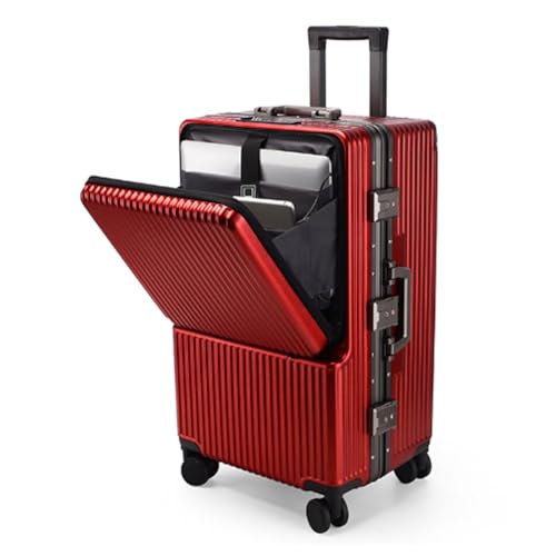 Wet and Dry Separate Suitcase, Two-Way Zipper Charging Port Suitcase for Travel and Business Trips,Black-24 inches (Red 24 inches)