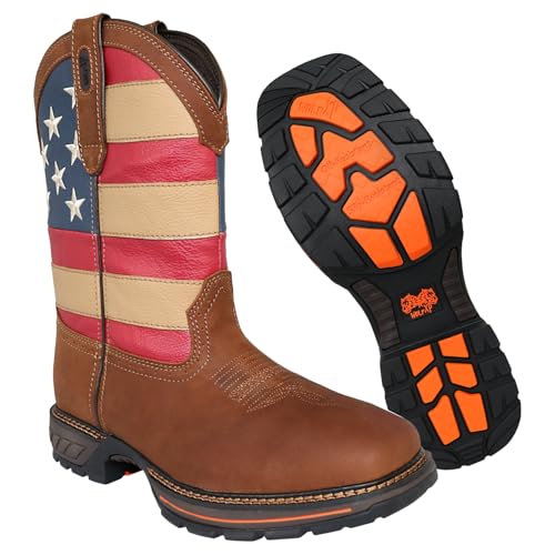Image of Wolf Work Boots for Men Genuine Leather, Oil and Slip Resistance - Plain Toe
