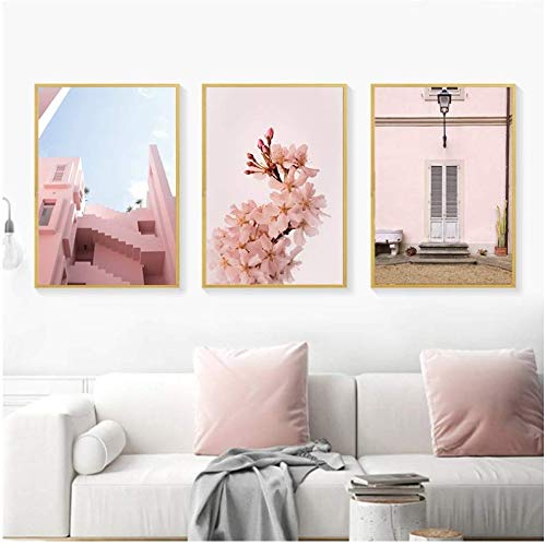 Peinture sur toile architecture vintage 50x70cm pour décoration murale de maison sans cadre
