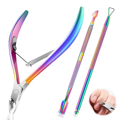 3 Piezas de cortador de cutículas,Cortador de Cutículas de Acero Inoxidable y Herramienta,Alicate para cutículas precisas y kit,Herramienta de Belleza Cortador para Las Uñas de Dedos de Manos y Pies