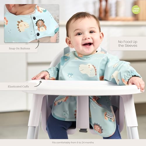 Long Sleeve Bib for Babies – Waterproof Baby Bibs, Baby Apron for Eating, Feeding Apron, DME Bib, Baby Meal Blouse