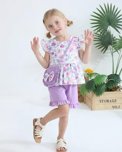 Image of Weebaby Toddler Girl Clothes Baby Summer Outfits Sleeveless Halter Top Ruffle Short Set Cute Kids Clothes Girls