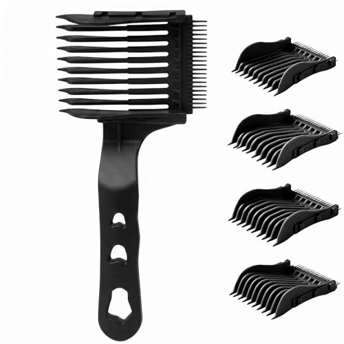 4-in-1 Fade Comb Set | Detachable Hair Clipper Comb for Wahl, Andis | Barber Combs Set for Fading, Taper & Buzz Cuts | Beginner-Friendly, Ambidextrous, All Hair Types (Black)